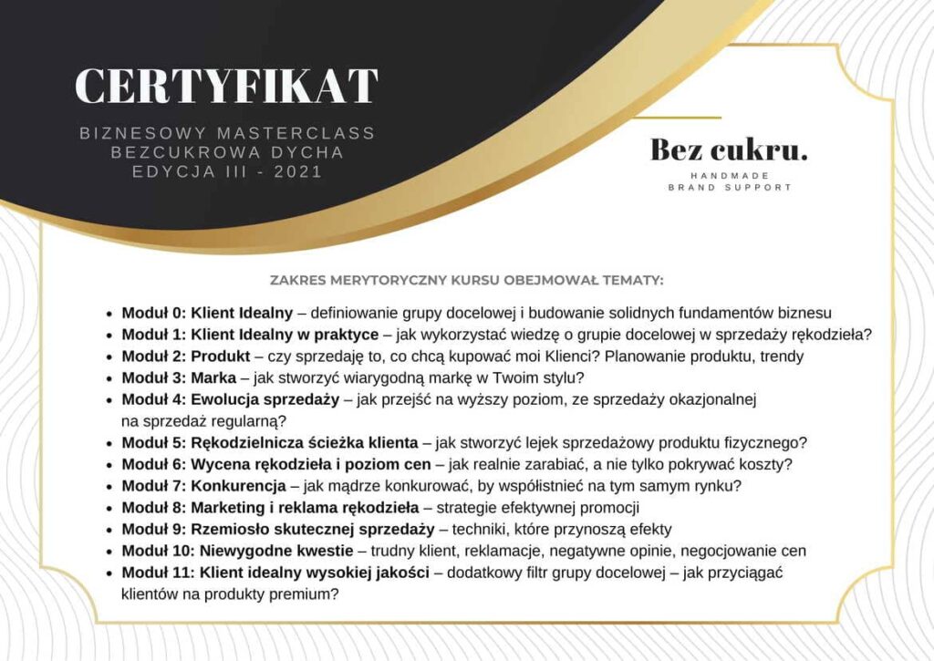 Kaśka Jaroszek certyfikat bezcukrowa dycha 2021